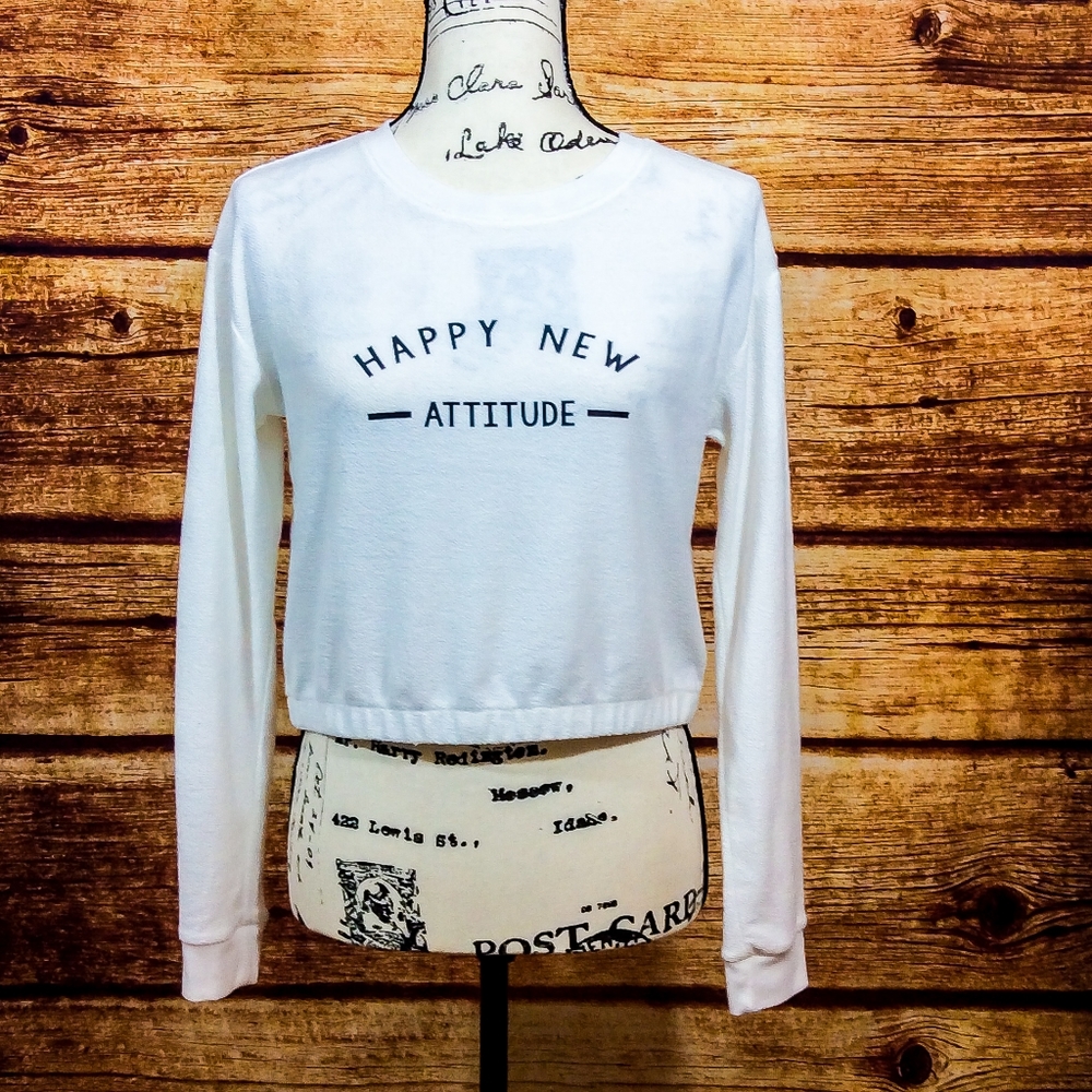 Aerie "happy new attitude"  crop sweatshirt